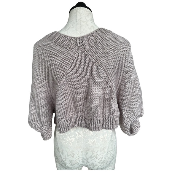 Knit Shrug Taupe Hand Made Silky Soft Snap Close Super Stretchy One Size - Picture 3 of 12